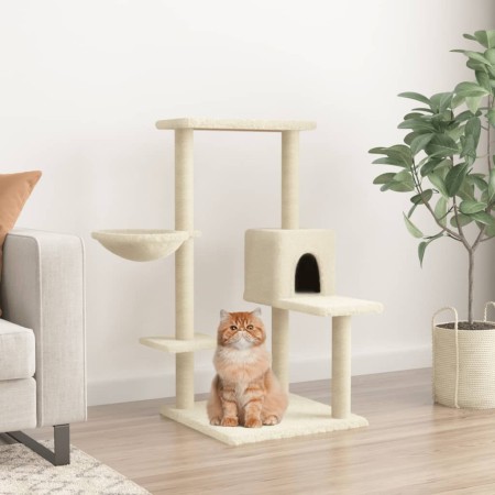 Albero per Gatti con Tiragraffi in Sisal Crema 95 cm