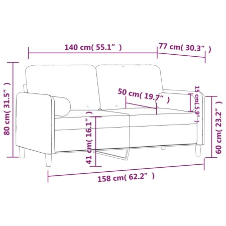 Divano a 2 Posti con Cuscini Grigio Chiaro 140 cm in Velluto