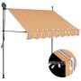 Tenda da Sole Retrattile Manuale con LED 150 cm Gialla e Blu