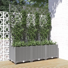 Fioriera Giardino con Graticcio Grigio Chiaro 120x40x136cm PP