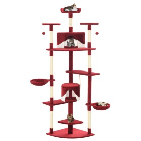 Albero per Gatti e Tiragraffi in Sisal 203 cm Rosso e Bianco