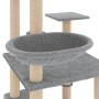 Albero per Gatti con Tiragraffi in Sisal Grigio Chiaro 141 cm