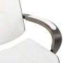 Sedia Girevole con Poggiatesta Bianca Similpelle Legno Curvato