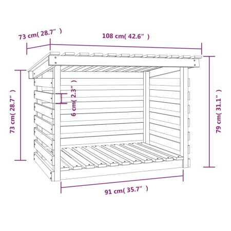 Portalegna 108x73x79 cm in Legno Massello di Pino