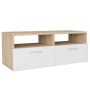 Mobili TV 2 pz in Legno Multistrato 95x35x36 cm Rovere e Bianco