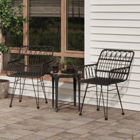 Sedie da Giardino 2pz con Braccioli Nero 56x64x80 cm Rattan PE