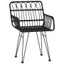 Sedie da Giardino 2pz con Braccioli Nero 56x64x80 cm Rattan PE