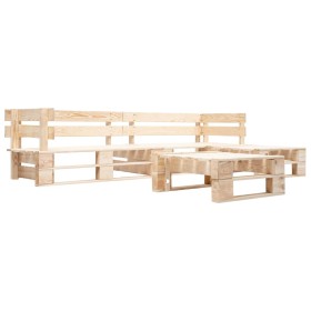 Set Divani da Giardino con Pallet 4 pz Naturale in Legno