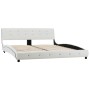 Letto con Materasso Memory Foam Bianco in Similpelle 160x200 cm