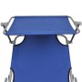 Lettino Prendisole Pieghevole con Baldacchino Blu in Alluminio
