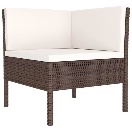 Set Divani da Giardino 2 pz con Cuscini in Polyrattan Marrone