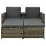 Set Divani da Giardino 3 pz con Cuscini in Polyrattan Grigio