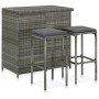 Set da Bar 3 pz in Polyrattan Grigio