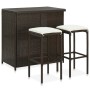 Set da Bar 3 pz in Polyrattan Marrone