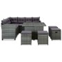 Set Divani da Giardino 6 pz con Cuscini in Polyrattan Grigio