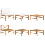 Set Divani Giardino 3 pz Cuscini Crema in Legno di Teak