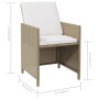 Sedie da Giardino con Cuscini 4 pz in Polyrattan Beige