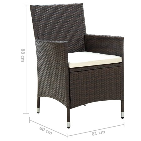 Sedie da Giardino 2 pz con Cuscini in Polyrattan Marrone