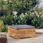 Poggiapiedi Giardino Cuscino Grigio Scuro Legno Massello Teak