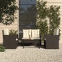 Set Salotto da Esterno 4 pz con Cuscini in Polyrattan Nero