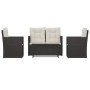 Set Salotto da Esterno 4 pz con Cuscini in Polyrattan Nero