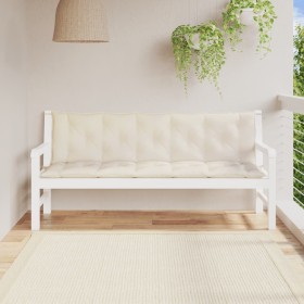 Cuscini Panca Giardino 2pz Bianco Crema 180x50x7 Tessuto Oxford