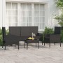 Set Divani da Giardino 4 pz con Cuscini Nero in Polyrattan