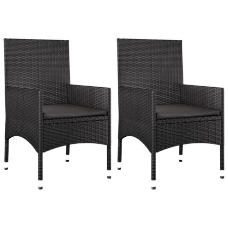 Set Divani da Giardino 4 pz con Cuscini Nero in Polyrattan