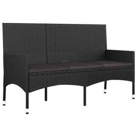 Set Divani da Giardino 4 pz con Cuscini Nero in Polyrattan