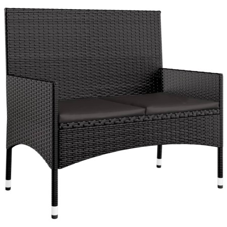 Set Divani da Giardino 4 pz con Cuscini Nero in Polyrattan