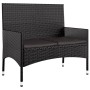 Set Divani da Giardino 4 pz con Cuscini Nero in Polyrattan