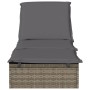 Lettino 1 pz con Cuscino Grigio 201x55x62 cm in Polyrattan