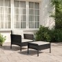 Set da Giardino 2 pz con Cuscini Nero in Polyrattan