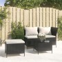 Set Divani da Giardino 3 pz con Cuscini Nero in Polyrattan