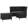 Set Divani da Giardino 3 pz con Cuscini Nero in Polyrattan