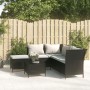 Set Divani da Giardino 4 pz con Cuscini Nero in Polyrattan