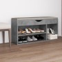 Panca Scarpe con Cuscino Grigio Cemento 104x30x49cm Multistrato