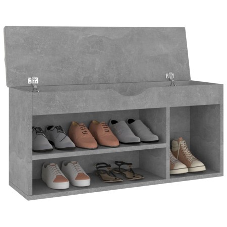 Panca Scarpe con Cuscino Grigio Cemento 104x30x49cm Multistrato