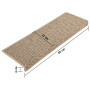 Tappeti Adesivi Scale Aspetto Sisal 15 pz 65x21x4cm Beige Scuro