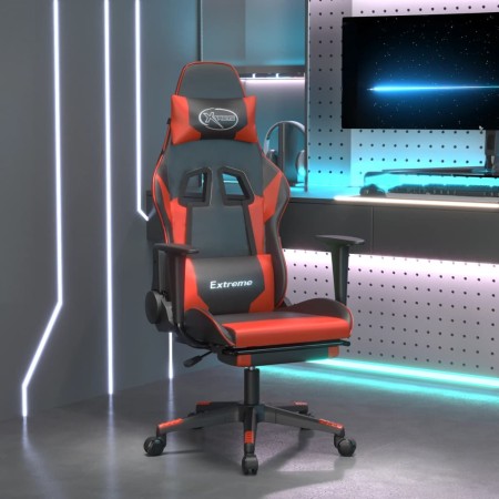 Sedia da Gaming Massaggio Poggiapiedi Nero e Rosso Similpelle