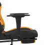 Sedia da Gaming Massaggi e Poggiapiedi Tessuto Nero e Arancione