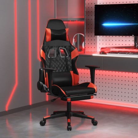 Sedia da Gaming Massaggio Poggiapiedi Nero e Rosso Similpelle