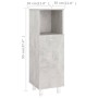 Mobile da Bagno Grigio Cemento 30x30x95 cm in Legno Multistrato