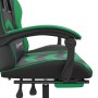 Sedia da Gaming Girevole con Poggiapiedi Nero Verde Similpelle