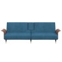 Divano Letto con Portabicchieri in Velluto Blu
