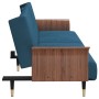 Divano Letto con Portabicchieri in Velluto Blu