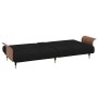 Divano Letto con Portabicchieri in Velluto Nero