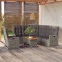 Set Divani da Giardino 3 pz con Cuscini in Polyrattan Grigio