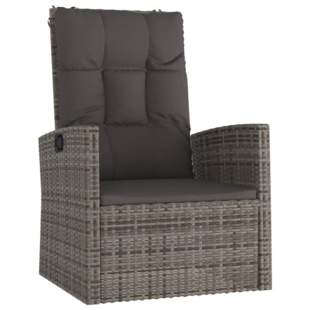 Set Divani da Giardino 3 pz con Cuscini in Polyrattan Grigio