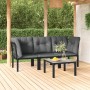 Set Salotto da Giardino 4 pz Nero e Grigio in Polyrattan